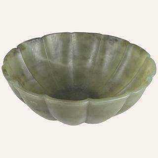 Imperial Chinese Green Jade Chrysanthemum Fluted Bowl