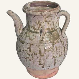 Chinese Straw and Iron-Spotted Glazed Ewer