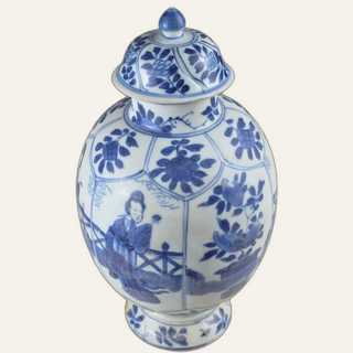 Chinese Blue and White Lidded Double-Gourd 'Buddhist Lions' Jar