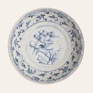 Chu Dau Blue and White 'Songbird and Pine' plate