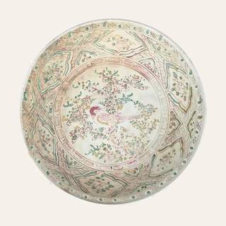 Chu Dau Polychrome Enamel 'Songbird and Plum'