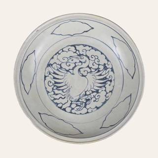 Rare Chu Dau Blue and White 'Crane in Clouds' plate