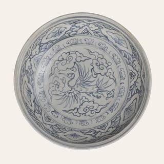 Large Chu Dau Blue and White 'Phoenix' Plate