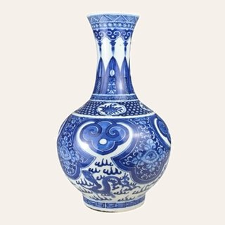 Chinese Blue and White 'Mythical Marine Beasts and Floral' Bottle Vase