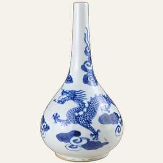 Imperial Commissioned Blue and White 'Five-Clawed Dragon' Bottle Vase